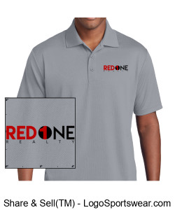 Sport-Tek Men's Polo - GRAY - Red/Black logo Design Zoom